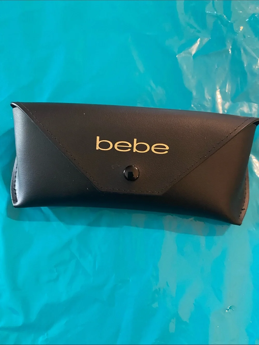 bebe Black Faux-Leather Envelope Eyewear Pouch with Gold Logo